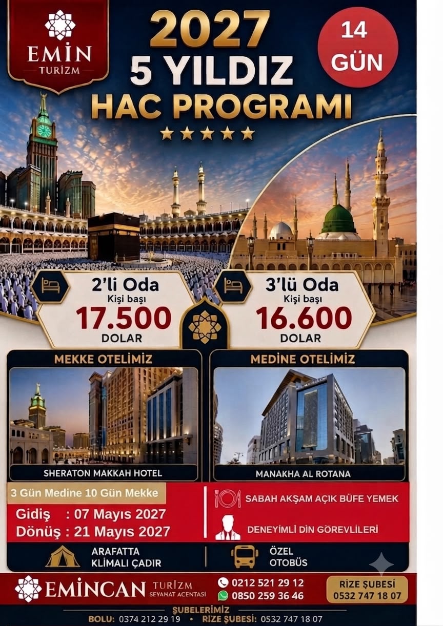2027 Yılı Otel tipi Hac Proğramı